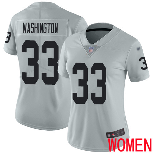 Oakland Raiders Limited Silver Women DeAndre Washington Jersey NFL Football #33 Inverted Jersey
